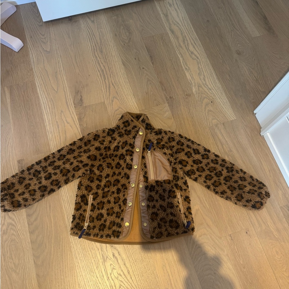 Crewcuts Brown Leopard Print Kids lined fleece Jacket size S